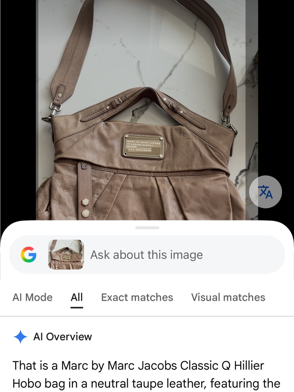 Marc by Marc Jacobs Taupe Leather Hobo Shoulder Bag